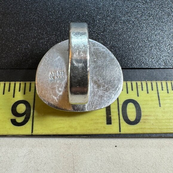 VTG Sterling Silver 925 Turquoise Bezel Set Southwestern Style Ring Size 6.75 - Picture 8 of 10